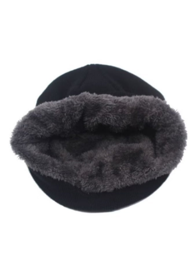 قبعة شتوية صوفية للجنسين، مناسبة للغطاء الجليدي، مزينة بفرو - Image 2